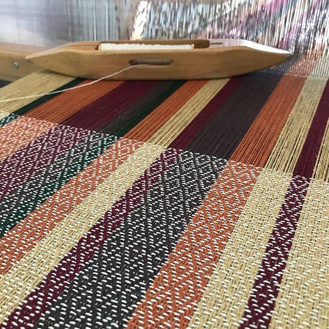 Autumn towels on loom