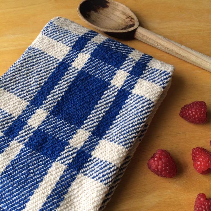 Blue farmhouse plaid towel